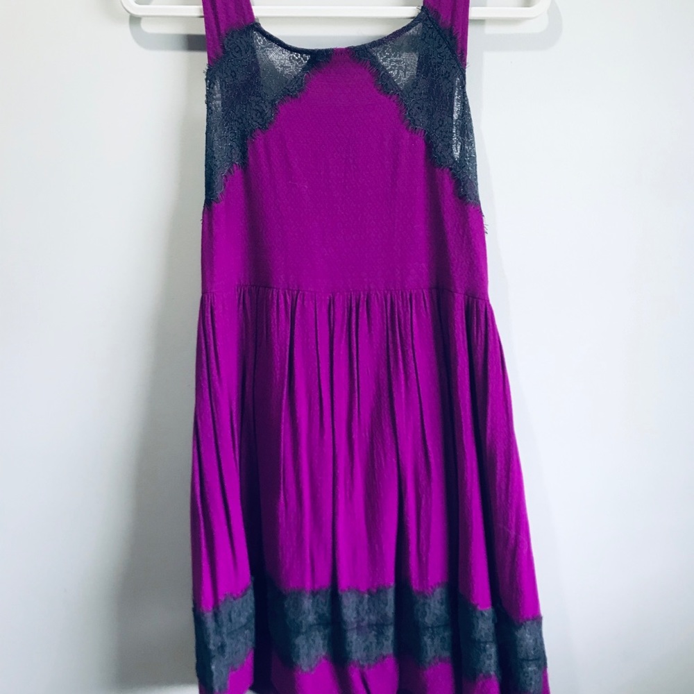 Free People Fuchsia Georgia Dress with Lace Accent - Picture 3 of 10